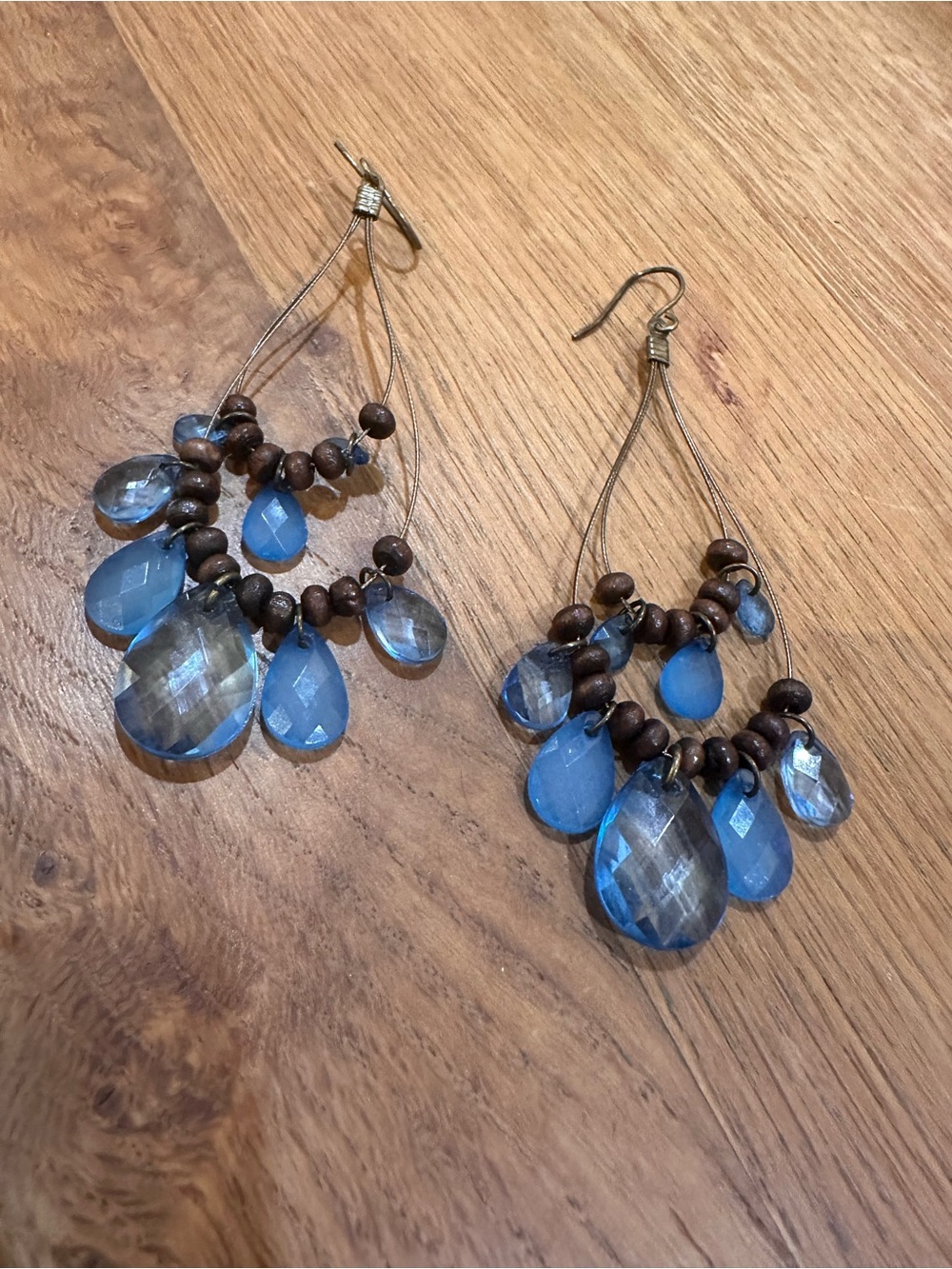 Blue Teardrop Beaded Dangle Earrings - Brand